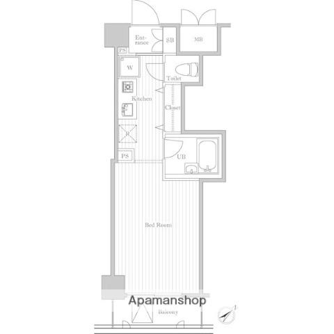 パークウェル目黒本町(ワンルーム/1階)の間取り写真