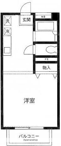 コトー三田(1K/2階)の間取り写真