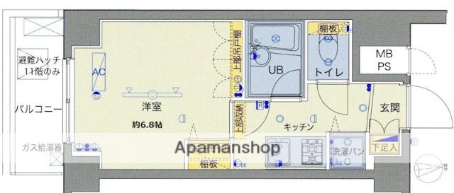 ベルグレードM(1K/7階)の間取り写真