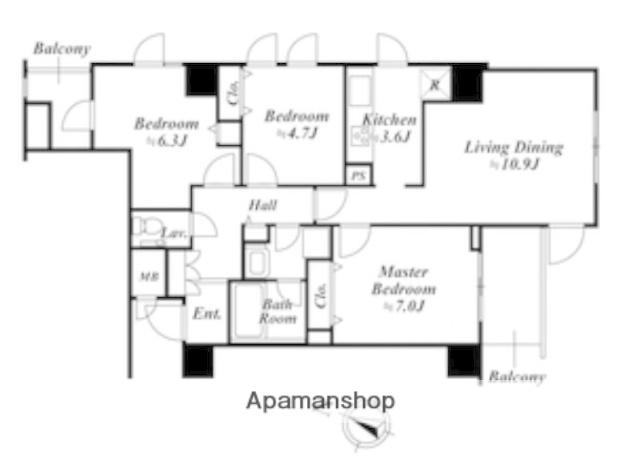 アクロス目黒タワー 7階階 間取り
