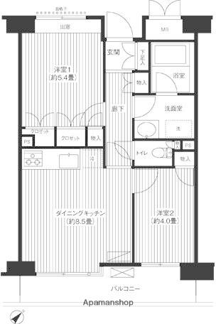 ステラメゾン武蔵小山(2DK/3階)の間取り写真