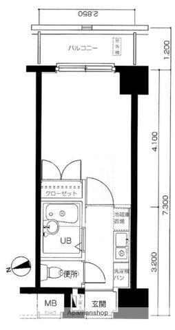 メインステージ平和島(1K/2階)の間取り写真