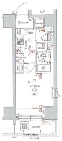 グラントゥルース大森RISE(1K/9階)の間取り写真
