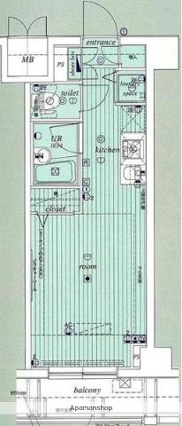 ガリシア上池台(ワンルーム/1階)の間取り写真