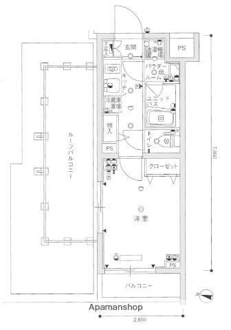 スカイコート蒲田イースト(1K/5階)の間取り写真
