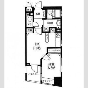 プライムアーバン中目黒2(1DK/6階)の間取り写真