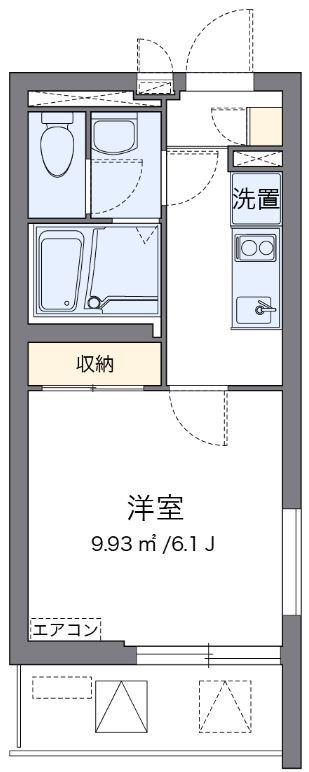 クレイノグレイスコーポ薩摩Ⅱ(1K/2階)の間取り写真
