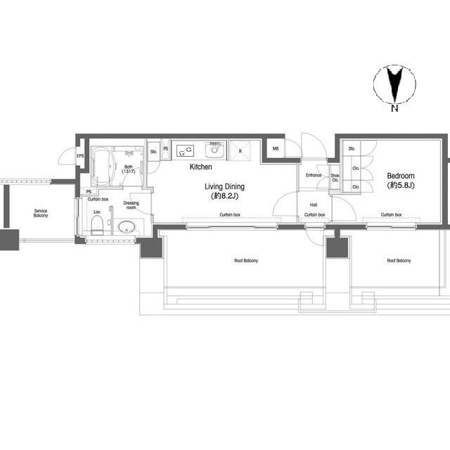 戸越銀座プレイス(1LDK/4階)の間取り写真