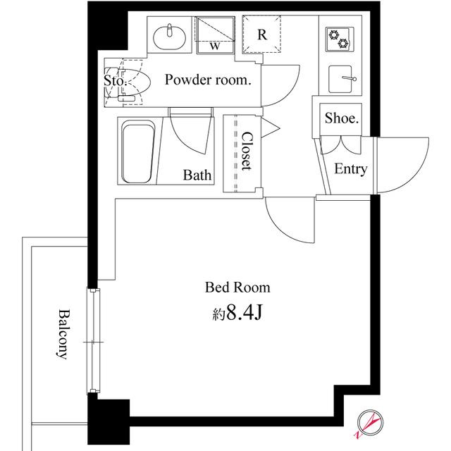 メインステージ上野毛Ⅱ(1K/2階)の間取り写真