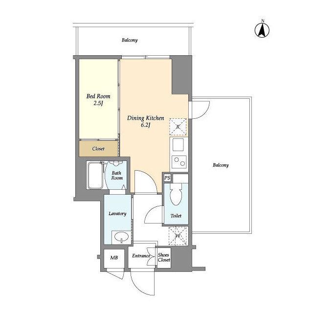 ラティエラ都立大学(1DK/5階)の間取り写真