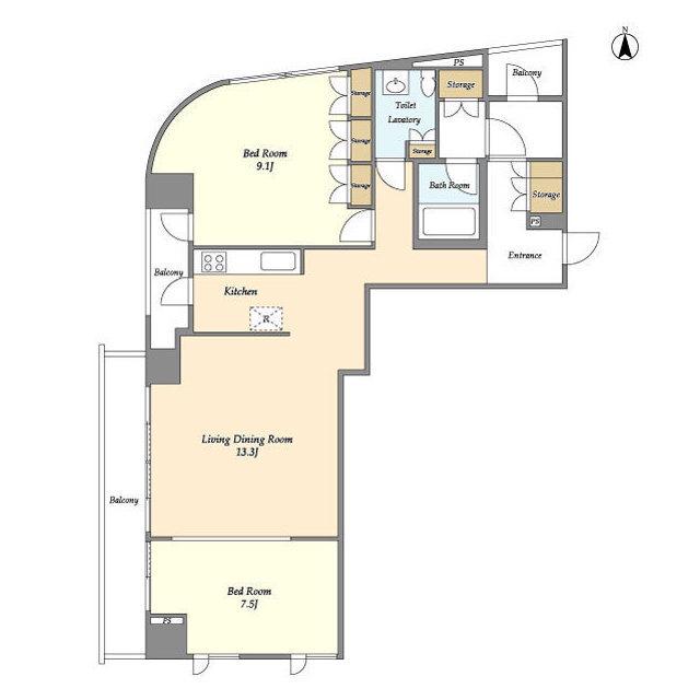 カーザ・エルミタッジオ(2LDK/6階)の間取り写真