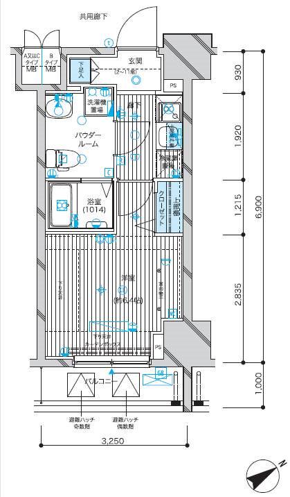メインステージ蒲田Ⅵエグザ(1K/3階)の間取り写真