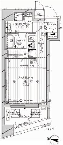 メインステージ中目黒(1K/4階)の間取り写真