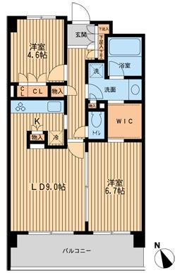 HF若林公園レジデンス 2階階 間取り