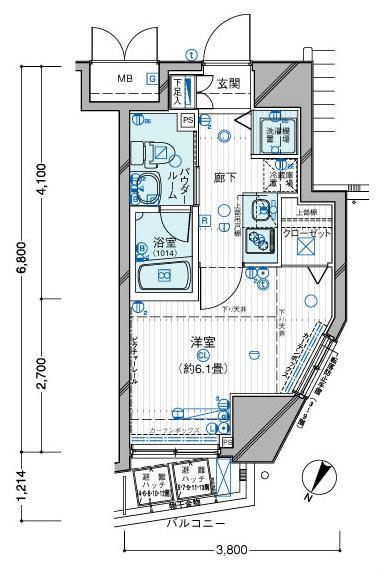 メインステージ目黒Ⅱ(1K/8階)の間取り写真