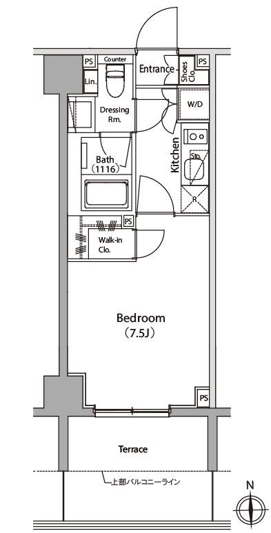 イプセ蒲田Ⅲ(1K/1階)の間取り写真