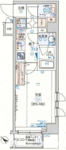 ブライズ東雪谷アジールコート(1K/3階)の間取り写真