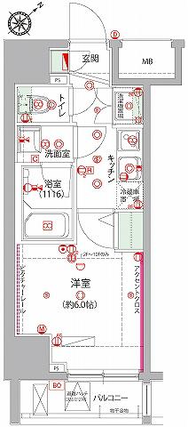 ハーモニーレジデンス大森山王(1K/13階)の間取り写真