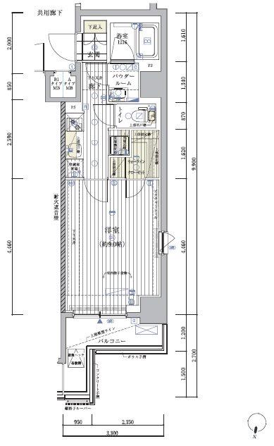 メインステージ自由が丘(1K/5階)の間取り写真