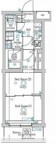 ラフィスタ下丸子(2K/5階)の間取り写真