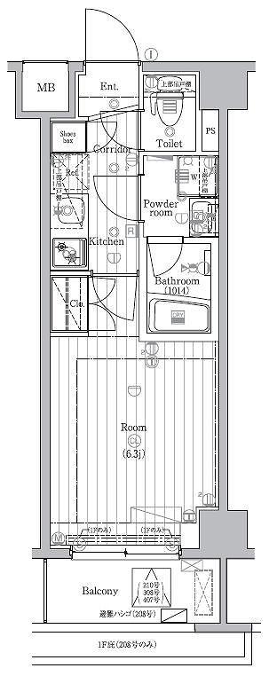 PREMIUM CUBE 不動前 DEUX(1K/3階)の間取り写真