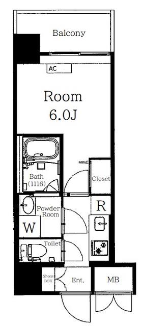 グランパレス南麻布仙台坂(1K/5階)の間取り写真