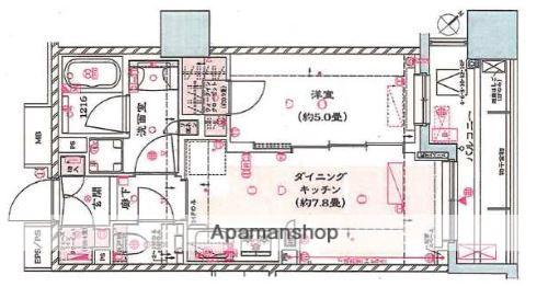 ザ・パークハウスアーバンス東五反田ザ・パークハウスアーバンスヒ(1DK/6階)の間取り写真