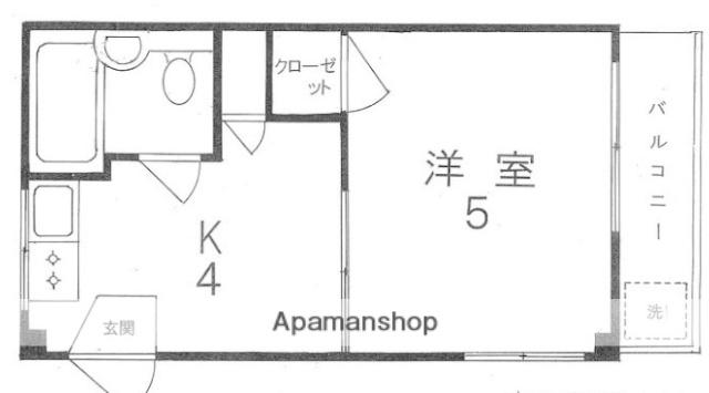 旗の台コーポ(1DK/2階)の間取り写真
