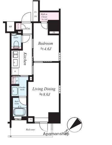 ザ・パークワンズ目黒不動前(2K/2階)の間取り写真