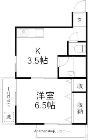 CASAMIA(1DK/2階)の間取り写真