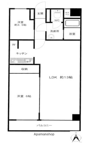 東建島津山南ハイツ(2LDK/9階)の間取り写真