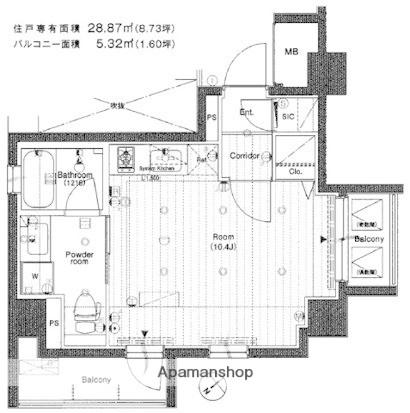 シーネクス品川荏原(ワンルーム/10階)の間取り写真
