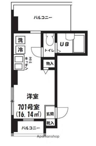 VILLA DES ROS EES(1K/7階)の間取り写真