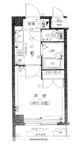 ロイヤルアメニティー南馬込(1K/4階)の間取り写真
