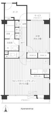ヒルズ洗足池公園(1LDK/2階)の間取り写真