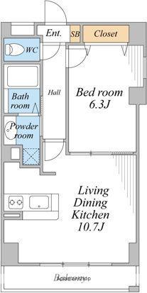 サニードエル(1LDK/4階)の間取り写真