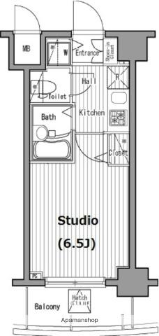 グランド・ガーラ五反田(1K/10階)の間取り写真