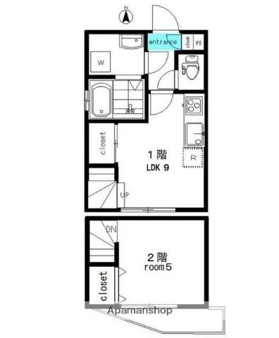 LARES A棟(1LDK/2階)の間取り写真