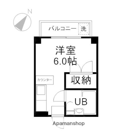 スカイマンション(ワンルーム/1階)の間取り写真