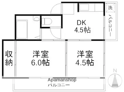 大新ビル(2DK/3階)の間取り写真