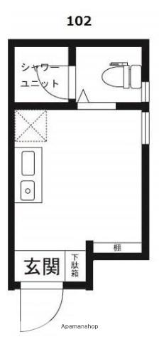 サークルハウスB(ワンルーム/1階)の間取り写真