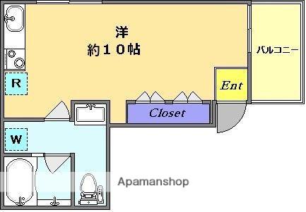 アミティエⅢ(ワンルーム/4階)の間取り写真