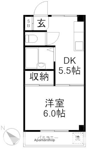 サンライト宮田(1K/3階)の間取り写真