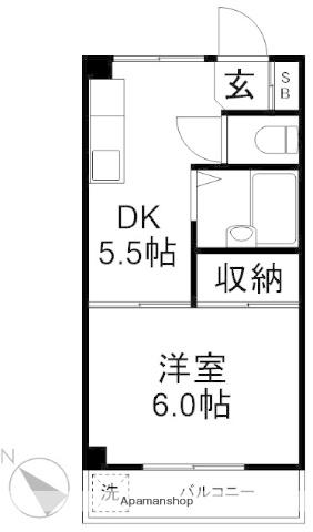 サンライト宮田(1K/1階)の間取り写真