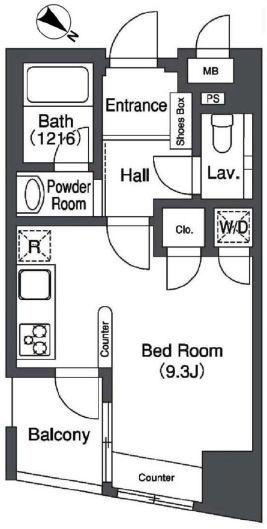 プライムアーバン中目黒2(ワンルーム/10階)の間取り写真