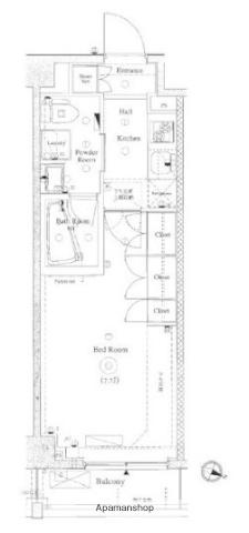 AXAS西馬込アジールコート(1K/4階)の間取り写真