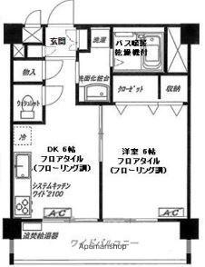 上池台マンション(1DK/11階)の間取り写真