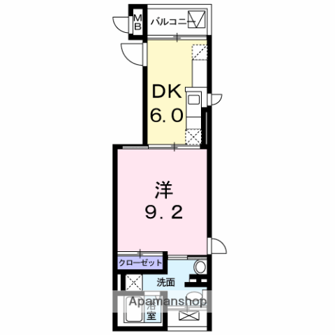 プラシード戸越(1DK/4階)の間取り写真