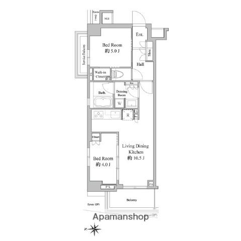 ドゥーエ西馬込(2LDK/3階)の間取り写真
