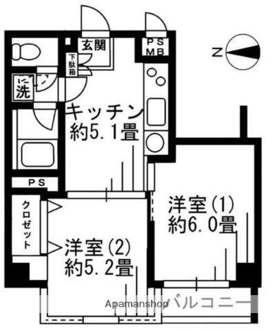 SOCIETY EBARA-NAKANOBU(2K/3階)の間取り写真